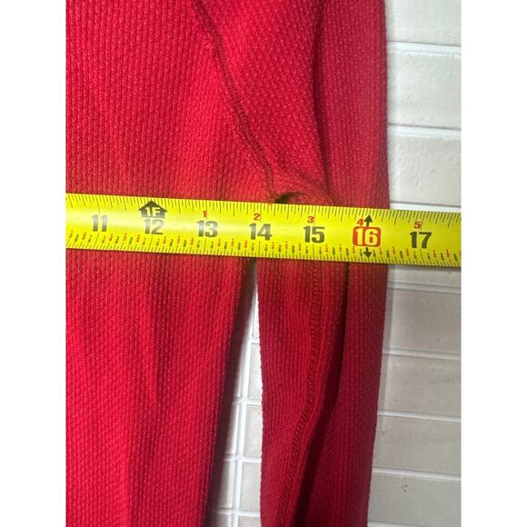 Free People Large Waffle Knit Long Sleeve Top Red Round Neck Sleeve Cuff Accent - Picture 6 of 8